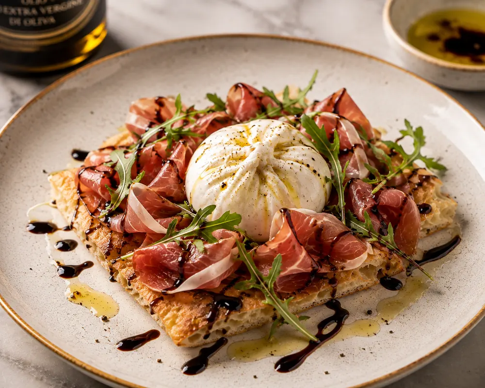 Focaccia Burrata & Jambon de Parme — La Dimora, cucina italiana